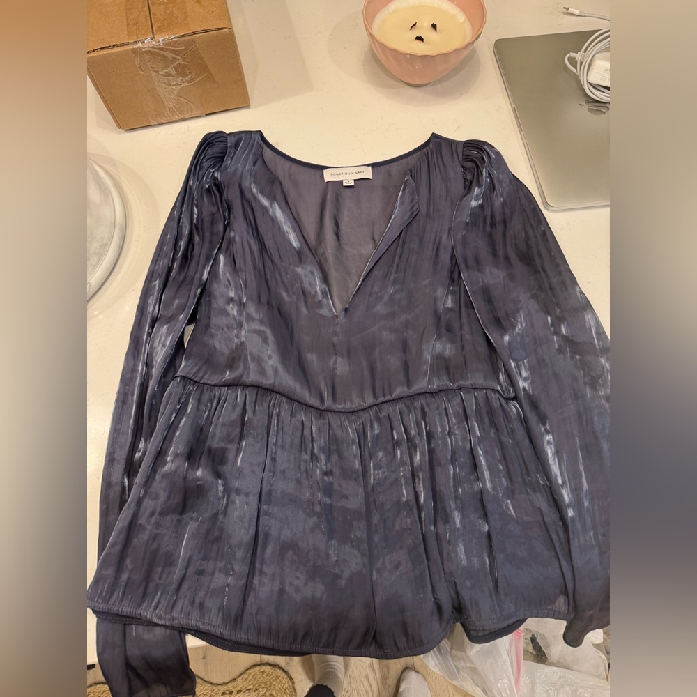Something Navy Navy Blue Blouse